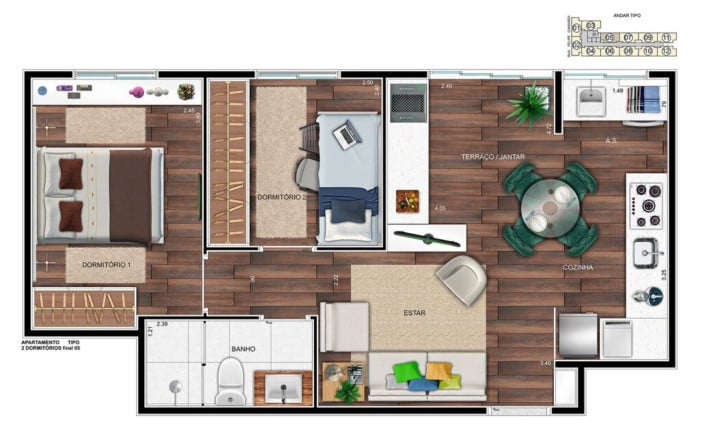 Foto do imóvel Apartamento com 2 Quartos à Venda, 46 m² em Centro - Diadema