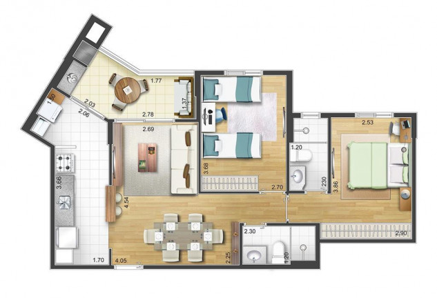 Imagem Apartamento com 2 Quartos à Venda, 66 m² em Santa Maria - São Caetano Do Sul