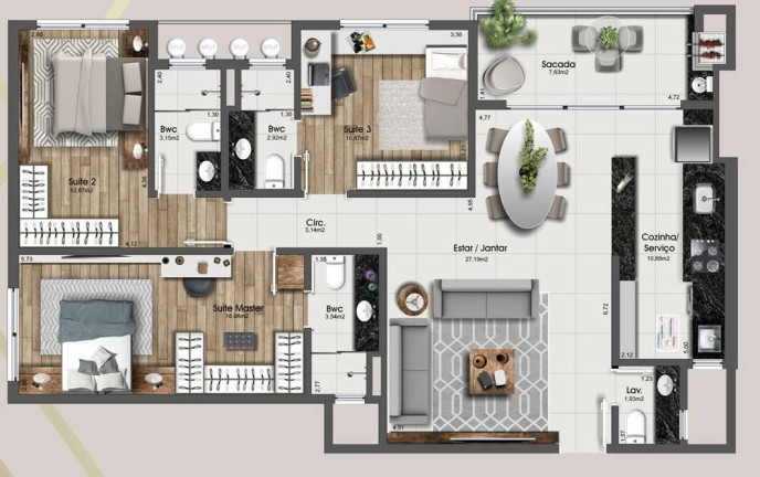 Foto do imóvel Apartamento com 2 Quartos à Venda, 113 m² em Kobrasol - São José