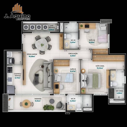 Foto do imóvel Apartamento com 2 Quartos à Venda, 62 m² em Dionisio Torres - Fortaleza