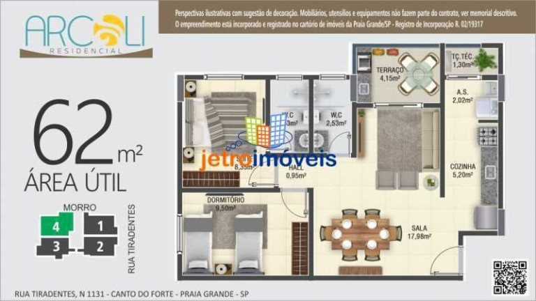Imagem Apartamento com 1 Quarto à Venda, 63 m² em Canto Do Forte - Praia Grande