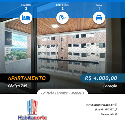 Imagem Apartamento com 3 Quartos para Alugar,  em Chapada - Manaus