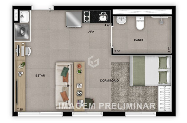 Imagem Apartamento com 1 Quarto à Venda, 25 m² em Mooca - São Paulo
