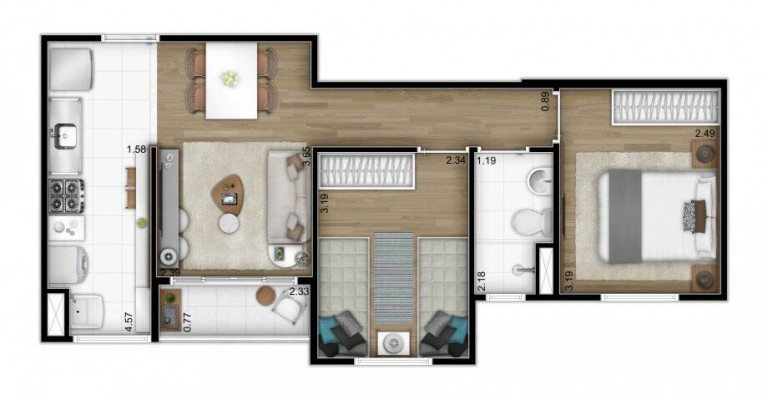 Imagem Apartamento com 2 Quartos à Venda, 45 m² em Jardim São Vicente - Campinas