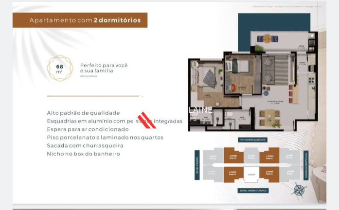 Foto do imóvel Apartamento com 2 Quartos à Venda, 70 m² em Barreiros - São José