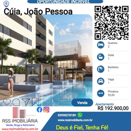 Imagem Apartamento com 2 Quartos à Venda, 52 m² em Cúia - João Pessoa