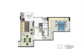 Apartamento com 1 Quarto à Venda, 49 m² em Flórida - Praia Grande