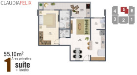 Apartamento com 1 Quarto à Venda, 55 m² em Ocian - Praia Grande