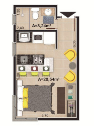 Apartamento com 1 Quarto à Venda, 27 m² em Camobi - Santa Maria