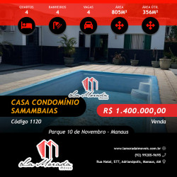Casa de Condomínio com 4 Quartos à Venda, 356 m² em Parque 10 De Novembro - Manaus