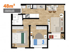 Apartamento com 2 Quartos à Venda, 50 m² em Jardim Samambaia - Campinas