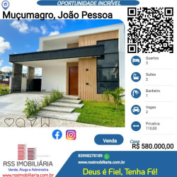 Casa com 3 Quartos à Venda, 110 m² em Muçumagro - João Pessoa