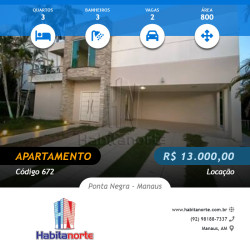 Apartamento com 3 Quartos para Alugar, 800 m² em Ponta Negra - Manaus
