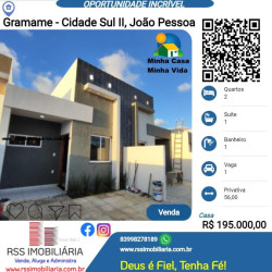 Casa com 2 Quartos à Venda, 56 m² em Gramame - Cidade Sul Ii - João Pessoa