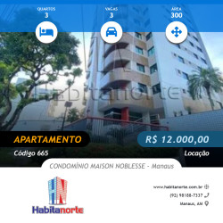 Apartamento com 3 Quartos para Alugar, 322 m² em Chapada - Manaus