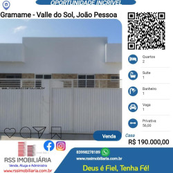 Casa com 2 Quartos à Venda, 56 m² em Gramame - Vale Do Sol - João Pessoa