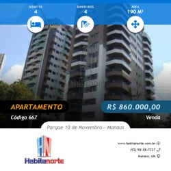 Apartamento com 4 Quartos à Venda, 190 m² em Parque 10 De Novembro - Manaus