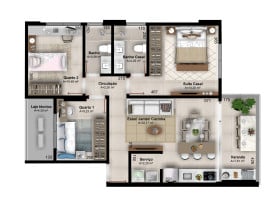 Apartamento com 3 Quartos à Venda, 91 m² em Orla 14 - Palmas