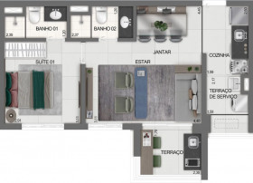 Apartamento com 2 Quartos à Venda, 51 m² em Ibirapuera - São Paulo