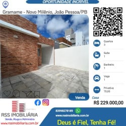 Casa com 3 Quartos à Venda, 70 m² em Gramame - Novo Geisel - João Pessoa