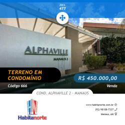 Terreno em Condomínio à Venda, 477 m² em Ponta Negra - Manaus