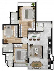 Apartamento com 2 Quartos à Venda, 64 m² em Centro - Osasco