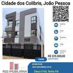 Apartamento com 3 Quartos à Venda, 62 m² em Cidade Dos Colibris - João Pessoa