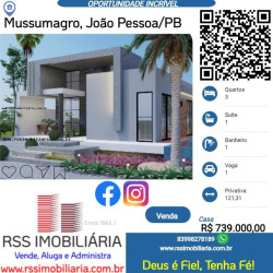Casa com 3 Quartos à Venda, 121 m² em Muçumagro - João Pessoa