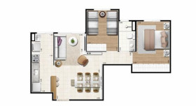 Apartamento com 2 Quartos à Venda, 52 m² em Parque Residencial João Luiz - Hortolândia