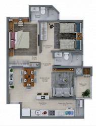 Apartamento com 2 Quartos à Venda, 59 m² em São Cristóvão - Criciúma