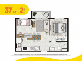 Apartamento com 2 Quartos à Venda, 37 m² em Lapa De Baixo - São Paulo