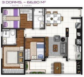 Apartamento com 3 Quartos à Venda, 67 m²em Centro - Diadema