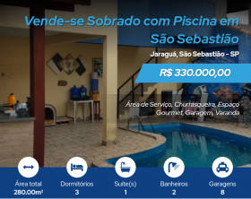 Sobrado com 3 Quartos à Venda, 280 m² em Jaraguá - São Sebastião