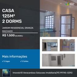 Casa com 2 Quartos para Alugar, 125 m²em Jardim Residencial Granja Machado - Limeira