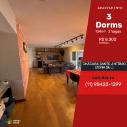 Apartamento com 3 Quartos para Alugar,  em Chácara Santo Antônio (Zona Sul) - São Paulo
