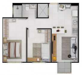 Apartamento com 2 Quartos à Venda, 49 m² em Praia De Fora - Palhoça