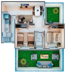 Apartamento com 2 Quartos à Venda, 43 m² em Jardim América - Campo Grande
